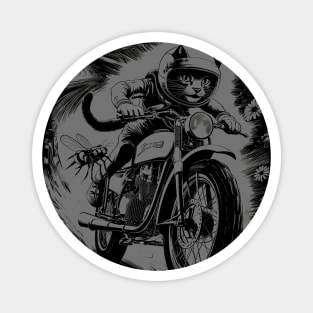 Cat on a Motorcycle Funny CAT cicadas 2024 Design Funny Magnet